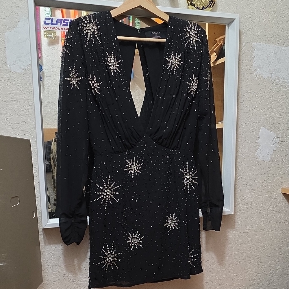 DUNDAS By REVOLVE Stunning Black Dress with Star Accents Size S